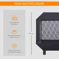 Outsunny Metal Square Fire Pit Outdoor Mesh Firepit Brazier w/ Lid, Log Grate, Poker for Backyard, Camping, Bonfire, Wood Burning Stove, 44 x 44 x 40cm, Black - 5