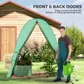 Outsunny Hoop House Greenhouse with Sandbags, Walk-In Tunnel Green House with 2 Doors and Screen Windows, 1.8 x 1.8 x 2m, Green - 6