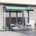 Outsunny Manual Retractable Awning, 2.5x2 m-Dark Green - 2