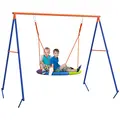 Outsunny Metal Kids Swing Set Nest Swing Seat with A-Frame Structure for Outdoor Use - Multicoloured - 1