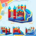 Outsunny Kids Bouncy Castle, with Slide, Pool, Trampoline, Climbing Wall, Blower - 3