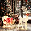 Outsunny Lighted Christmas Reindeer in Sleigh with Gift Boxes - 2