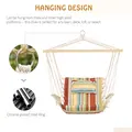 Outsunny Hanging Hammock Chair Swing Chair Thick Rope Frame Safe Wide Seat Indoor Outdoor Home, Patio, Yard, Garde Spot Stylish Multi-Color Stripe - 6