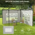 Outsunny Gazebo Side Panels, Sides Replacement with Window for 3x3(m) or 3x6m Gazebo Canopy, 2 Pack, White - 4