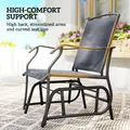 Outsunny Glider Rocking Chair & Table Set 2 Single Seaters Rocker Garden Swing Chair Patio Furniture Bistro Set Grey - 7