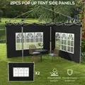 Outsunny Gazebo Side Panels, Sides Replacement with Window for 3x3(m) or 3x4m Pop Up Gazebo, 2 Pack, Black - 4