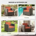Outsunny PE Rattan Garden Armchair with Cushion - Mixed Brown/Orange - 7