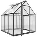 Outsunny Polycarbonate Greenhouse with Swing Door and Adjustable Window, Walk-in Greenhouse with Rain Gutter, 6 x 6.5ft, Black - 1