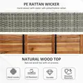 Outsunny Patio Wicker Storage Bench Box, Outdoor Garden PE Rattan Pool Storage Deck Bin Box w/ Natural Wood Top, Lid, Ideal for Storing Tools, Accessories and Toys, Mixed Grey - 6
