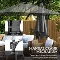 Outsunny Patio Offset Parasol Umbrella - Dark Grey - 6