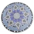 Outsunny Outdoor Mosaic Round Garden Table, Patio Bistro Coffee Side Table with 60cm Ceramic Top for Garden, Blue and White - 8