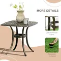 Outsunny Outdoor Patio Side Table with 38mm Dia. Umbrella Hole, Cast Aluminium Patio coffee Table, 54 x 54cm, Bronze Tone - 6