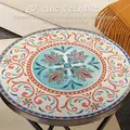 Outsunny Mosaic Outdoor Garden Table, 35.5cm Round Folding Coffee Table with Metal Frame for Balcony Terrace, Multicolour - 4