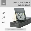 Outsunny PE Rattan Sun Lounger, Five-level Adjustable Recliner Bed Chair with Soft Padded Cushion for Patio, Garden, Mixed Grey - 6