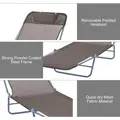 Outsunny Outdoor Foldable Sun Lounger, Adjustable Backrest Garden Recliner Sun Lounger Chair with Headrest Pillow, Coffee - 5