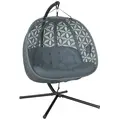 Outsunny Outdoor Double Hanging Chair with Cushion and Cup Holders, Charcoal Grey - 1
