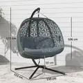 Outsunny Outdoor Double Hanging Chair with Cushion and Cup Holders, Charcoal Grey - 3
