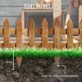 Outsunny Pack of 12 Wooden Border Fences, Garden Fixed Picket Fence for Lawn Edging, Flowerbed, 60L x 1D x 34H cm, Brown - 6