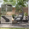 Outsunny Metal Stand Hanging Egg Chair, with Full Body Padded Seat - Grey - 4