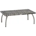 Outsunny PE Wicker Rattan Garden Coffee Table - Mixed Grey - 1