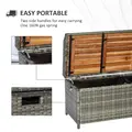Outsunny Patio Wicker Storage Bench Box, Outdoor Garden PE Rattan Pool Storage Deck Bin Box w/ Natural Wood Top, Lid, Ideal for Storing Tools, Accessories and Toys, Mixed Grey - 5