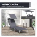 Outsunny Outdoor Foldable Sun Lounger, 4 Level Adjustable Backrest Reclining Sun Lounger Chair with Angle Adjust Sun Shade Awning for Beach, Garden, Patio, Grey - 6