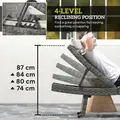 Outsunny Outdoor PE Rattan Sun Lounger, Folding Wicker Garden Lounger Recliner with 4-Level Adjustable Backrest, Rolling Sunbed Lounge Chair with Wheels, Non-Slip Legs for Balcony, Beach, Mixed-grey - 5