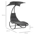 Outsunny Patio Rocking Chaise Lounge Rocking Bed with Canopy Cushion Headrest Pillow - 3