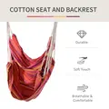 Outsunny Outdoor Hanging Rope Chair with Cotton Rope, Garden Hammock Chair with Wooden Support Bar Cotton Cloth, Portable Garden Chair for Patio & Tree, Red - 5