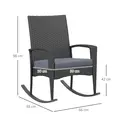 Outsunny Outdoor PE Rattan Rocking Chair Set of 2, Garden Rocking Chair Set with Armrest and Cushion, Grey - 3