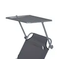 Outsunny Outdoor Foldable Sun Lounger, 4 Level Adjustable Backrest Reclining Sun Lounger Chair with Angle Adjust Sun Shade Awning for Beach, Garden, Patio, Grey - 8