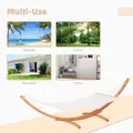 Outsunny Outdoor Garden Hammock with Wooden Stand Swing Hanging Bed for Patio White - 7
