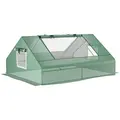 Outsunny Mini Greenhouse, Portable Garden Small Greenhouse with Zipped Windows and Door, 180 x 140 x 80cm, Dark Green - 1