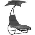 Outsunny Patio Rocking Chaise Lounge Rocking Bed with Canopy Cushion Headrest Pillow - 1