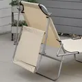 Outsunny Outdoor Foldable Sun Lounger, 4 Level Adjustable Backrest Reclining Sun Lounger Chair with Angle Adjust Sun Shade Awning for Beach, Garden, Patio, Beige - 8