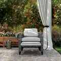 Outsunny Outdoor Recliner Chair with Adjustable Backrest and Footrest, Cushion, Side Tray, Light Grey/Grey - 9