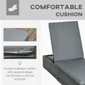 Outsunny PE Rattan Sun Lounger, Five-level Adjustable Recliner Bed Chair with Soft Padded Cushion for Patio, Garden, Mixed Grey - 5