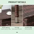 Outsunny Outdoor Rattan Side Table Coffee Table with Plastic Board, Full Woven Table Top for Patio, Garden, Balcony, Mixed Brown - 6