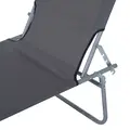 Outsunny Outdoor Foldable Sun Lounger, 4 Level Adjustable Backrest Reclining Sun Lounger Chair with Angle Adjust Sun Shade Awning for Beach, Garden, Patio, Grey - 9