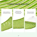 Outsunny Outdoor Garden Hammock with Stand, Double Cotton Hammock with Adjustable Steel Frame, Swing Hanging Bed with Pillow, for Garden, Patio, Beach, Green Stripes - 5