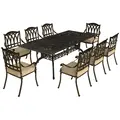 Outsunny Nine-Piece Cast Aluminium Garden Dining Set - Bronze Tone - 1