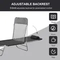Outsunny Outdoor Foldable Sun Lounger, Adjustable Backrest Garden Recliner Sun Lounger Chair with Headrest Pillow, Black - 4