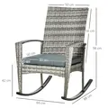 Outsunny Outdoor PE Rattan Rocking Chair Set of 2, Garden Rocking Chair Set with Armrest and Cushion, Light Grey - 3