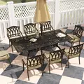Outsunny Nine-Piece Cast Aluminium Garden Dining Set - Bronze Tone - 9