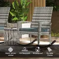 Outsunny Outdoor PE Rattan Rocking Chair Set of 2, Garden Rocking Chair Set with Armrest and Cushion, Light Grey - 4