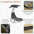 Outsunny Patio Rocking Chaise Lounge Rocking Bed with Canopy Cushion Headrest Pillow - 7