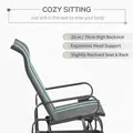 Outsunny Outdoor Gliding Rocking Chair with Sturdy Metal Frame Garden Comfortable Swing Chair, Grey & Brown - 5