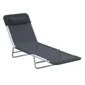 Outsunny Outdoor Foldable Sun Lounger, Adjustable Backrest Garden Recliner Sun Lounger Chair with Headrest Pillow, Black - 1