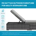 Outsunny PE Rattan Sun Loungers with Cushion, Outdoor Garden Sunbed Furniture with 5-Level Recliner Backrest, and Armrest, Set of 2, Grey - 7