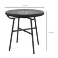 Outsunny Rattan Side Table, Round Outdoor Coffee Table, with Round PE Rattan and Tempered Glass Tabletop for Patio, Garden, Balcony, Black - 3